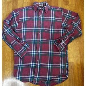 Britches Great Outdoors Mens Small Cotton  Button Down Shirt Red 90's VTG Camp